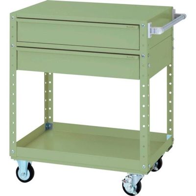 山金工業 ヤマテック スペシャルワゴン W750×D500 移動式 キャビネット深型1段×2個 ヤマテックグリーン W7CS-M2-G 1台（直送品）