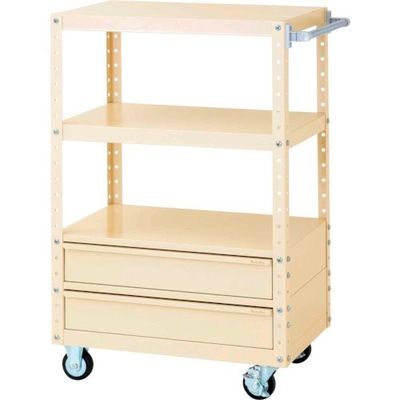 山金工業 ヤマテック スペシャルワゴン 移動式 キャビネット深型1段×2個 ヤマテックアイボリー W7CUH-BM2-IV 1台（直送品）