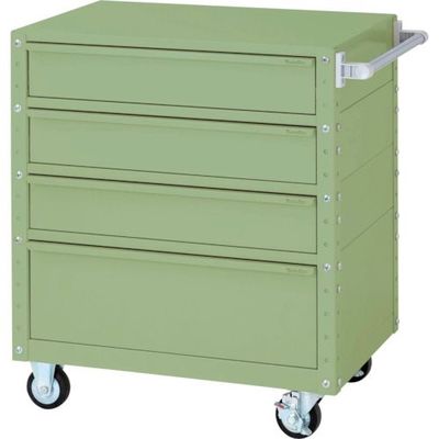 山金工業 ヤマテック スペシャルワゴン 移動式 キャビネット深型1段×3個、超深型1段×1個 ヤマテックグリーン W7CU-M3D-G 1台（直送品）