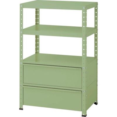 山金工業 ヤマテック スペシャルワゴン 固定式 キャビネット超深型1段×2個 ヤマテックグリーン W7H-BD2-G 1台 868-3697（直送品）