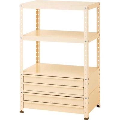 山金工業 ヤマテック スペシャルワゴン 固定式 キャビネット浅型2段×2個 ヤマテックアイボリー W7H-BS2-IV 1台（直送品）