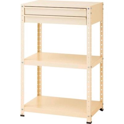 山金工業 ヤマテック スペシャルワゴン 固定式 キャビネット浅型2段×1個 ヤマテックアイボリー W7H-S-IV 1台 868-3716（直送品）