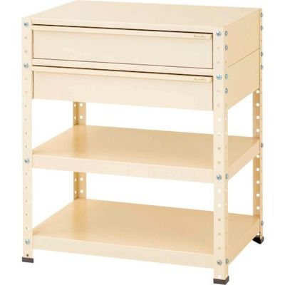 山金工業 ヤマテック スペシャルワゴン W750×D500固定式 キャビネット深型1段×2個 ヤマテックアイボリー W7-M2-IV 1台（直送品）