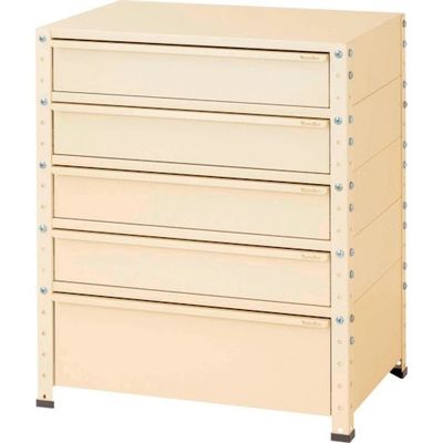 山金工業 ヤマテック スペシャルワゴン 固定式 キャビネット深型1段×4個、超深型1段×1個 ヤマテックアイボリー W7-M4D-IV 1台（直送品）