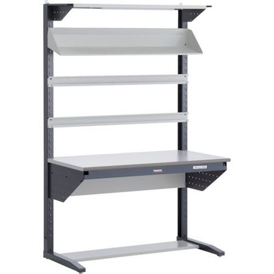 TRUSCO ULRT型ライン作業台 片面W900 コンテナ受け2本・傾斜棚1枚・照明器具1セット付 ULRT-900EA 1台（直送品）