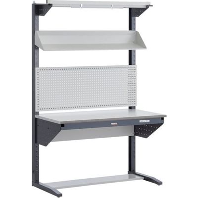 TRUSCO ULRT型ライン作業台 片面W900 パネル1枚・傾斜棚1枚・照明器具1セット・レールハンガー1本付 ULRT-900FA（直送品）