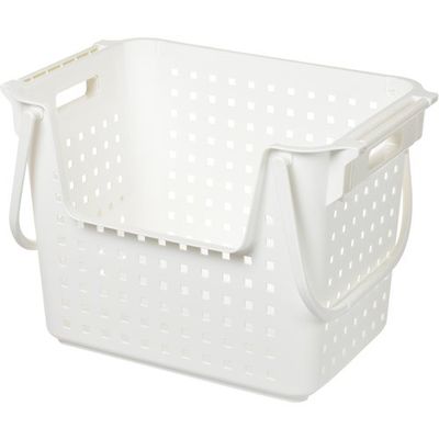 ヒマラヤ化学工業所 ヒマラヤ化学 積重ねワイドバスケット 2075 ホワイト 504×345×350 207573 1セット(8個)（直送品）