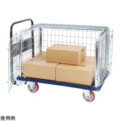 エヌケーキャリーキャスター 五面金網囲い台車 観音扉 ブレーキフットタイプ NK300KL-G-ST 1個 4-5176-01（直送品）