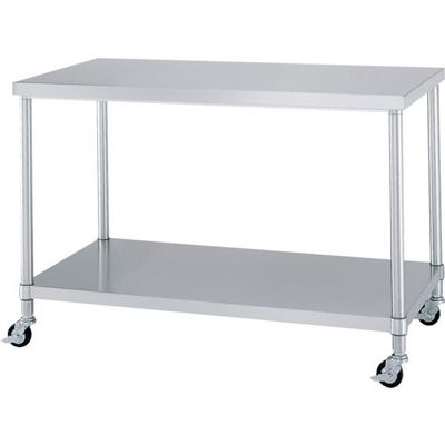 シンコー ステンレス作業台ベタ棚キャスター付 WBNC-15060-800-SU75 1台 324-1692（直送品）