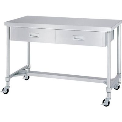 シンコー ステンレス作業台片面引出付H枠キャスター付 WDHC-12045-800-SU75 1台 324-4321（直送品）