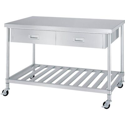 シンコー ステンレス作業台両面引出付スノコ棚キャスター付 WDWSNC-12075-800-SU75 1台 324-2643（直送品）
