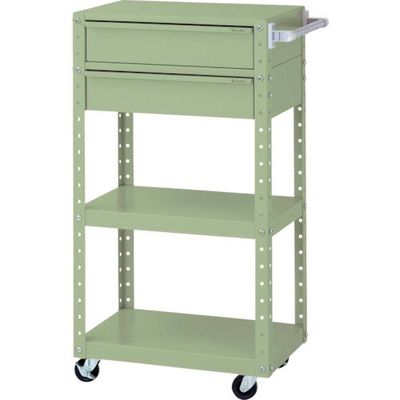 山金工業 ヤマテック スペシャルワゴン 移動式 キャビネット深型1段×2個 ヤマテックグリーン W6CSH-M2-G 1台 868-3419（直送品）