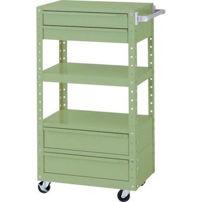 ヤマテック スペシャルワゴン 移動式 キャビネット深型1段×2個、浅型2段×1個 ヤマテックグリーン W6CUH-SBM2-G 1台（直送品）