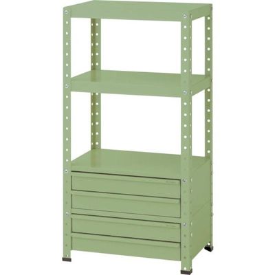 山金工業 ヤマテック スペシャルワゴン 固定式 キャビネット浅型2段×2個 ヤマテックグリーン W6H-BS2-G 1台 868-3521（直送品）