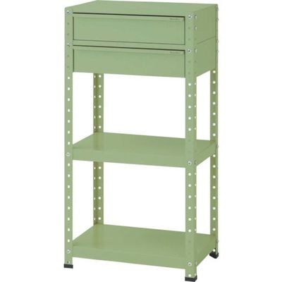 山金工業 ヤマテック スペシャルワゴン 固定式 キャビネット深型1段×2個 ヤマテックグリーン W6H-M2-G 1台 868-3527（直送品）