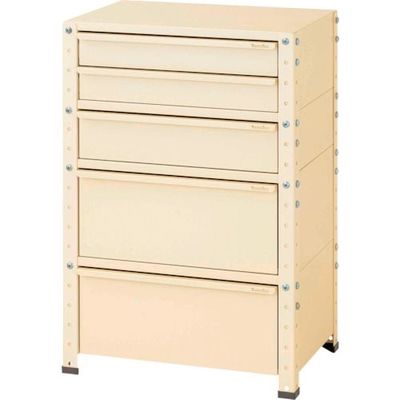 ヤマテック スペシャルワゴン 固定式 キャビネット超深型1段×2個、深型1段・浅型2段×1個I ヤマテックアイボリー W6-SMD2-IV（直送品）