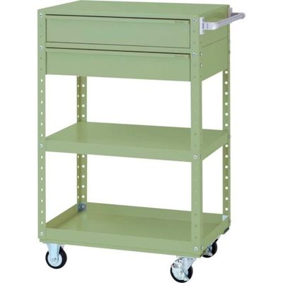 山金工業 ヤマテック スペシャルワゴン 移動式 キャビネット深型1段×2個 ヤマテックグリーン W7CSH-M2-G 1台 868-3595（直送品）