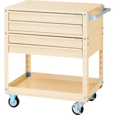 ヤマテック スペシャルワゴン W750×D500移動式 キャビネット浅型2段×2個 ヤマテックアイボリー W7CS-S2-IV 1台（直送品）