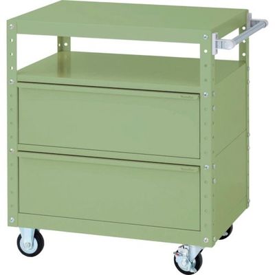 ヤマテック スペシャルワゴン W750×D500移動式 キャビネット超深型1段×2個 ヤマテックグリーン W7CU-BD2-G 1台（直送品）