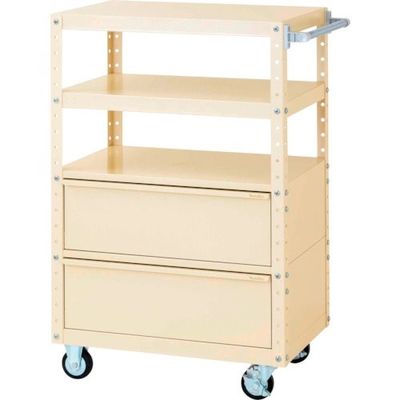 山金工業 ヤマテック スペシャルワゴン 移動式 キャビネット超深型1段×2個 ヤマテックアイボリー W7CUH-BD2-IV 1台（直送品）