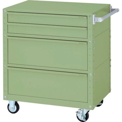 山金工業 ヤマテック スペシャルワゴン 移動式 キャビネット浅型2段×1個、超深型1段×2個 ヤマテックグリーン W7CU-SD2-G 1台（直送品）
