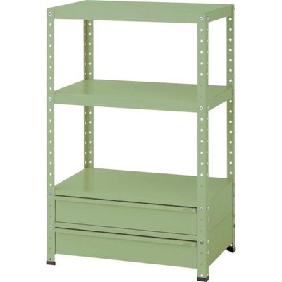 山金工業 ヤマテック スペシャルワゴン 固定式 キャビネット深型1段×2個 ヤマテックグリーン W7H-BM2-G 1台 868-3699（直送品）