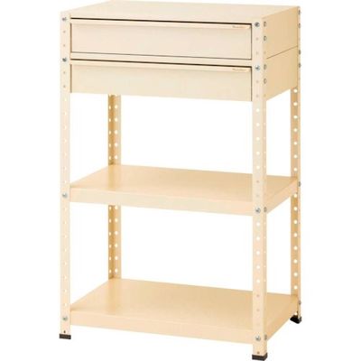 山金工業 ヤマテック スペシャルワゴン 固定式 キャビネット深型1段×2個 ヤマテックアイボリー W7H-M2-IV 1台 868-3708（直送品）