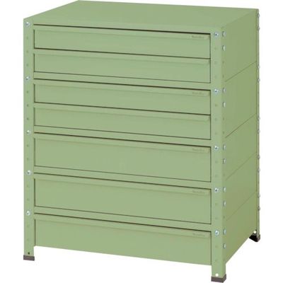 山金工業 ヤマテック スペシャルワゴン 固定式 キャビネット浅型2段×2個、深型1段×3個 ヤマテックグリーン W7-S2M3-G 1台（直送品）