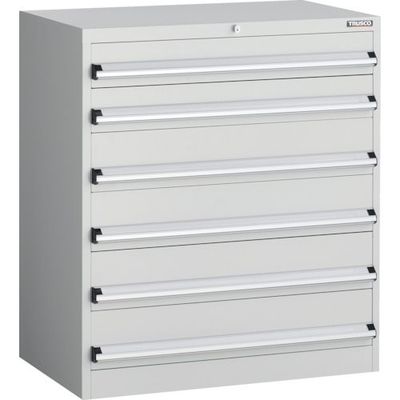 トラスコ中山 TRUSCO VE9S型中量キャビネット 880X550XH1000 引出し6段 ホワイト色 VE9S-1007-W 1台（直送品）