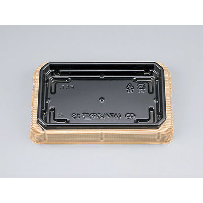 寿司容器　UFハカマ盛13杉板黒 本体(N)　1200枚(50枚×24) 0196313002115　シーピー化成（直送品）