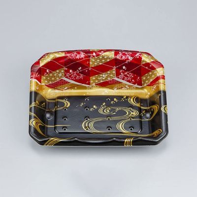 刺身トレー SFサシミ64 海霧黒赤 本体　800枚(50枚×16) 0271264003615　シーピー化成（直送品）