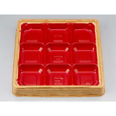 弁当容器　BFハカマ集膳15-9杉板赤本体(N)　400枚(50枚×8) 0748215091355　シーピー化成（直送品）