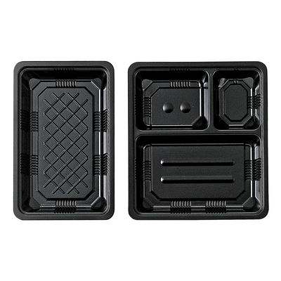 仕出弁当 TSR-BOX90-60(3) 中仕切 黒 300枚(50枚×6) 2003520 1ケース(300枚入(50枚×6袋))（直送品）