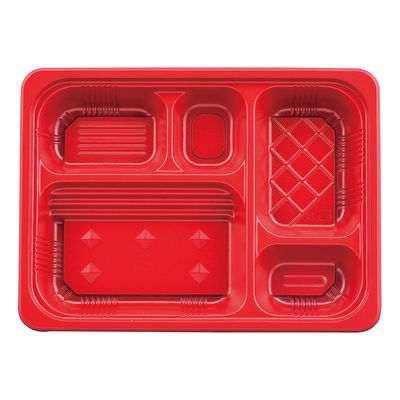 タカギ産業 弁当容器 TSR-70-55(3) 赤 本体 800枚(50枚×16) 2004895 1ケース(800枚入(50枚×16袋))（直送品）