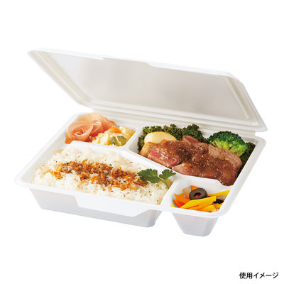 弁当容器 ランチボックス KM-59 ホワイト 300枚(25枚×12) 54881 1ケース(300枚入(25枚×12袋))（直送品）