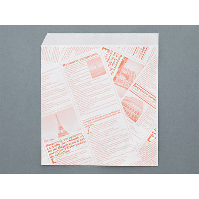 バーガー袋 耐油紙バーガー袋(ヨーロピアン柄)オレンジ【weeco】 大阪ポリエチレン　1000枚(100枚×10)（直送品）