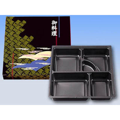 仕出弁当 80-80山波ワンピース・中仕切80-80黒セット 300枚(50枚×6) BSBP-04232（直送品）