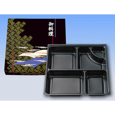仕出弁当 85-85山波ワンピース・中仕切85-85黒セット 160枚(50枚×3.2) BSBP-05301（直送品）