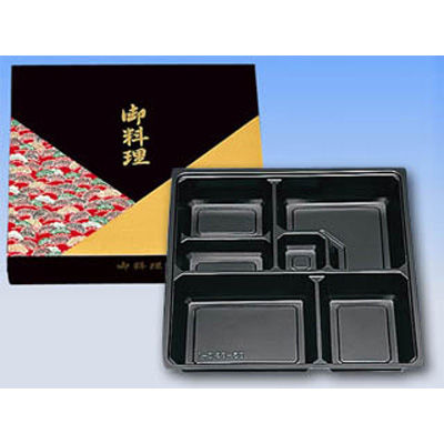 仕出弁当 85-85若松ワンピース・中仕切85-85C-1黒セット 160枚(50枚×3.2) BSBP-05404（直送品）