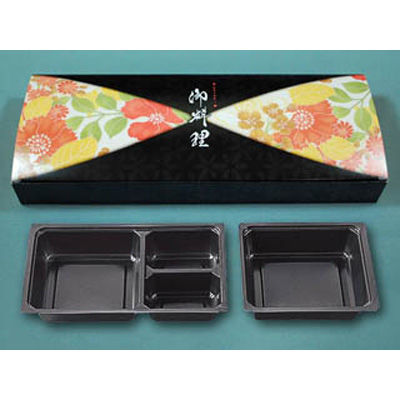仕出弁当 110-40黒椿ワンピース・中仕切110-40黒セット 400枚(50枚×8) BSBP-29904（直送品）