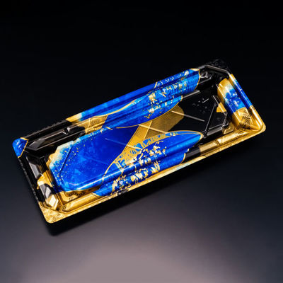 寿司容器　バイオPS 美枠寿司 1-5B せんれい青　800枚(50枚×16) FAPR104　リスパック（直送品）