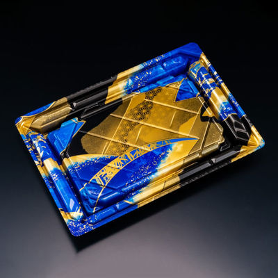 寿司容器　バイオPS 美枠寿司 2-4B せんれい青　600枚(50枚×12) FAPR284　リスパック（直送品）