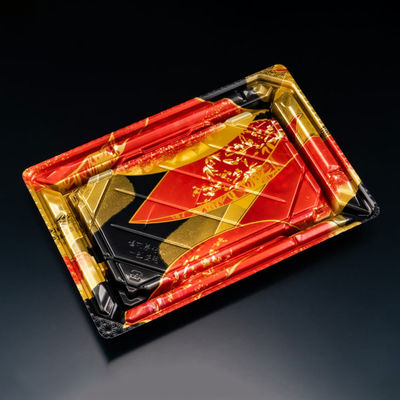 寿司容器　バイオPS 美枠寿司 2-4B せんれい赤　600枚(50枚×12) FAPR283　リスパック（直送品）