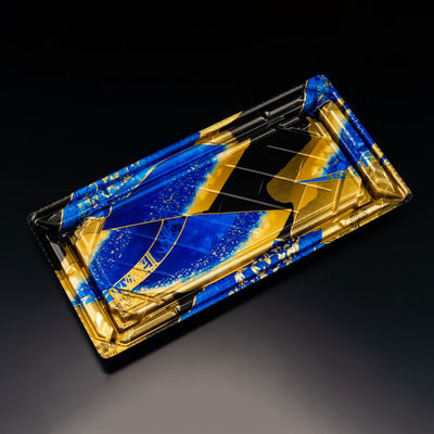 寿司容器　バイオPS 美枠寿司 2-6B せんれい青　600枚(50枚×12) FAPR344　リスパック（直送品）