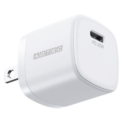 Ｐｏｗｅｒ　Ｄｅｌｉｖｅｒｙ対応　ＡＣ充電器／２０Ｗ／ＵＳＢ　ＴｙｐｅーＣ　１ポート／ホワイト APD-V020C-WH 1枚 アドテック（直送品）