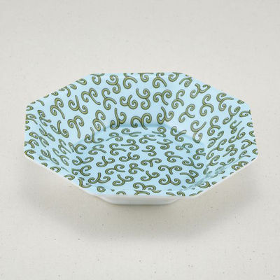 青葉紙業 角丼容器 八角皿 中 本体 耐熱青からくさ 600枚(50枚×12) 224124 1ケース(600枚入(50枚×12袋))（直送品）