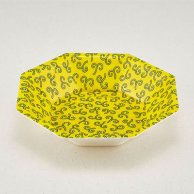 青葉紙業 角丼容器 八角皿 中 本体 耐熱黄からくさ 600枚(50枚×12) 224125 1ケース(600枚入(50枚×12袋))（直送品）