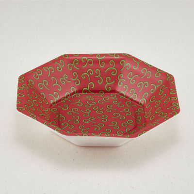 青葉紙業 角丼容器　八角皿 大 本体 耐熱赤からくさ　600枚(50枚×12) 224223（直送品）