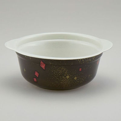 青葉紙業 麺・スープ容器 KD-190浅 耐熱黒まきえ 400枚(50枚×8) 272083 1ケース(400枚入(50枚×8袋))（直送品）