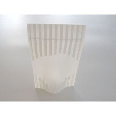 チャック付袋 マット白ストライプスタンドチャック袋 110×175(145)×33 SMWJ-1 500枚(100枚×5)（直送品）